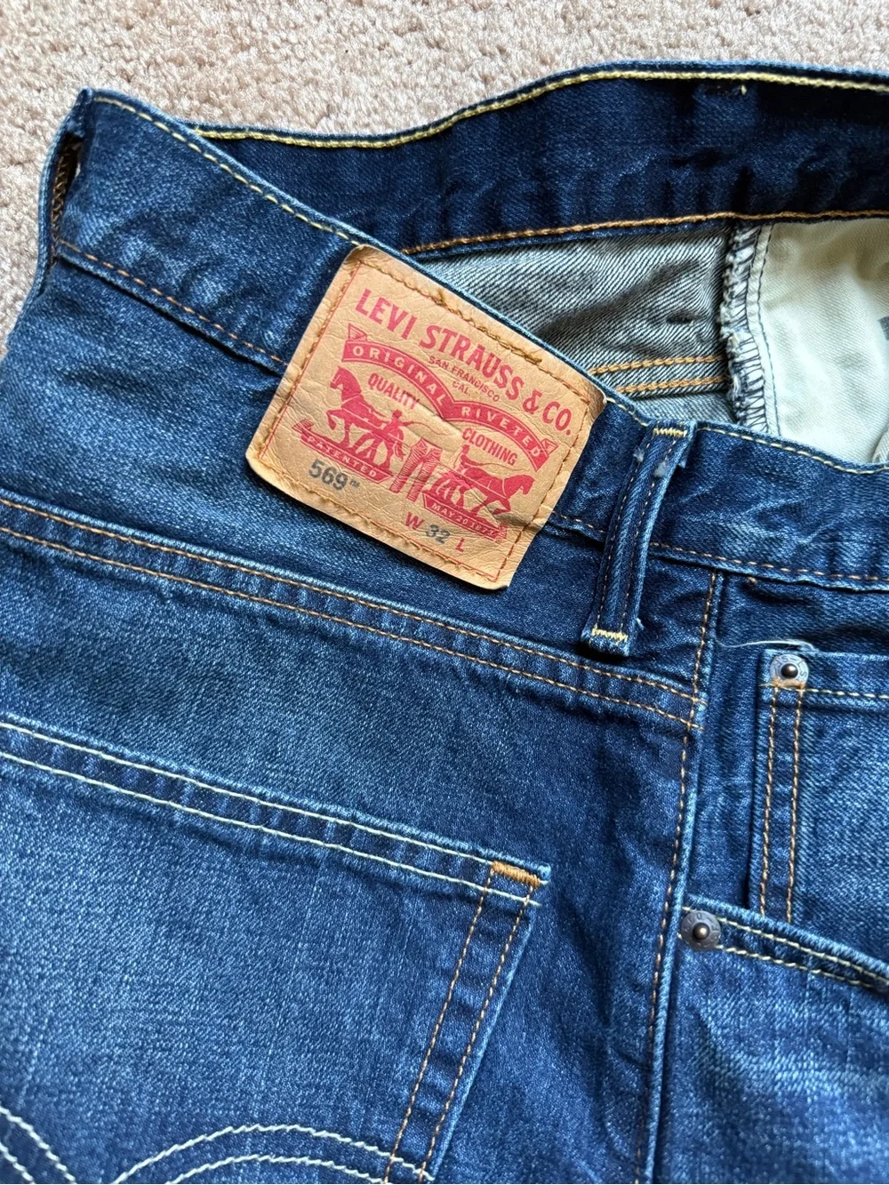 Levis 569 Loose Fit Denim Jorts W32 Baggy Long Jean Shorts Y2K